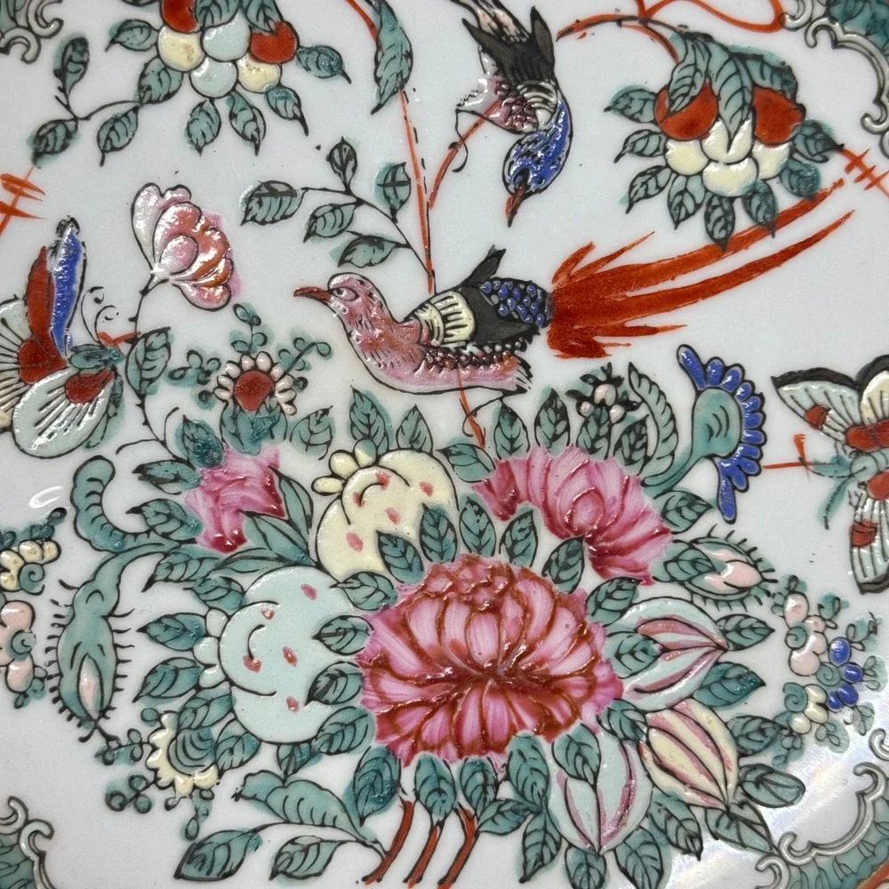Vintage Large Chinoiserie Rose Medallion 10
